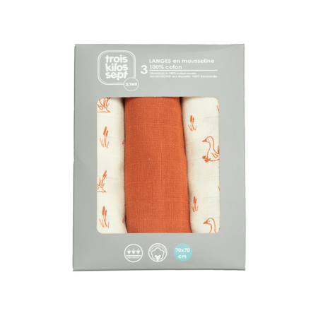 Lot de 3 langes Terracotta 4 - vertbaudet enfant 