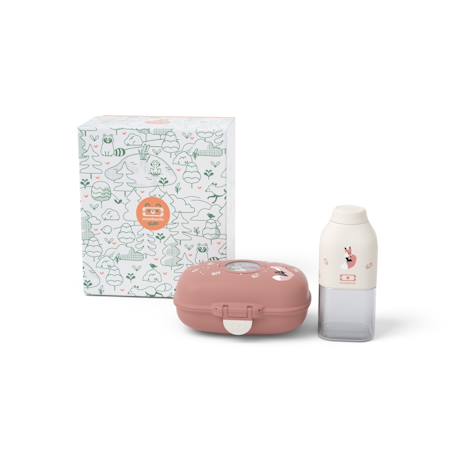 Coffret cadeau enfants boite à goûter gram 600ml Cannelle fox+Vert raccoon 2 - vertbaudet enfant 