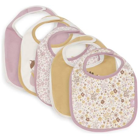 Lot de 5 bavoirs imperméables flower fairies Rose, jaune, violet 1 - vertbaudet enfant 