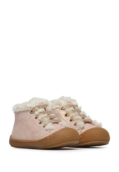 Chaussures premiers pas en daim et laine lallit Platine-+Rose- 7 - vertbaudet enfant 