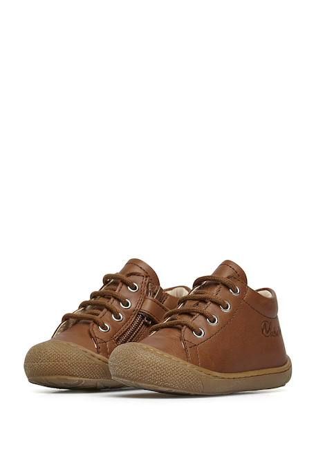Chaussures premiers pas en cuir avec fermeture éclair cocoon zip Cognac-+Marine- 5 - vertbaudet enfant 