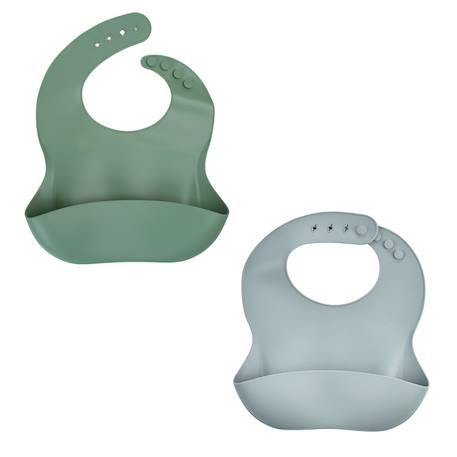 Lot de 2 bavoirs silicone Vert 1 - vertbaudet enfant 