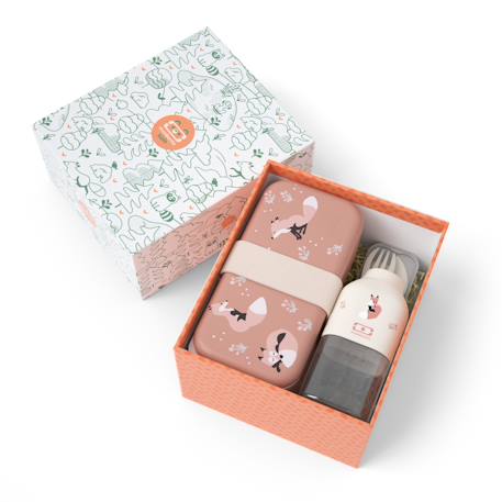 Coffret cadeau enfants lunch box foodie 500ml Cannelle fox+Vert raccoon 1 - vertbaudet enfant 