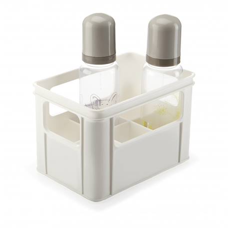 Bac à 6 biberons Blanc+Gris charme 1 - vertbaudet enfant 
