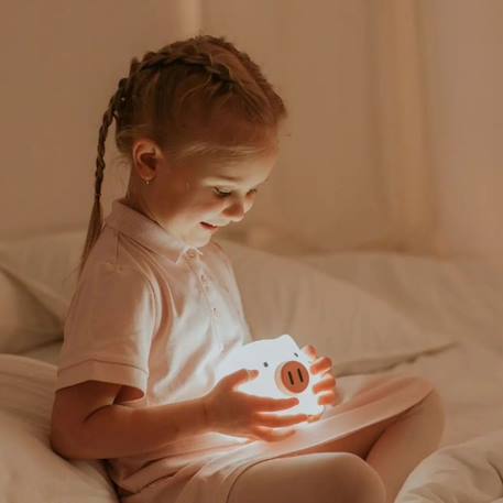 Veilleuse rechargeable cochon Blanc, rose, noir 4 - vertbaudet enfant 