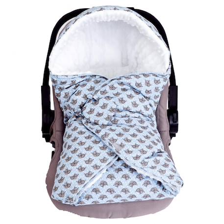 Chancelière couverture enveloppante nid d'ange bébé réversible en coton minky eli Bleu+Bleu marine 1 - vertbaudet enfant 
