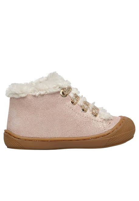 Chaussures premiers pas en daim et laine lallit Platine-+Rose- 6 - vertbaudet enfant 