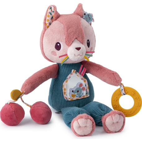 Peluche d'activités jeanne le chat (29 cm) Rose, bleu, jaune 1 - vertbaudet enfant 