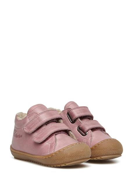 Chaussons premiers pas doublés en laine racoon vl Rose clair-+Sage- 2 - vertbaudet enfant 