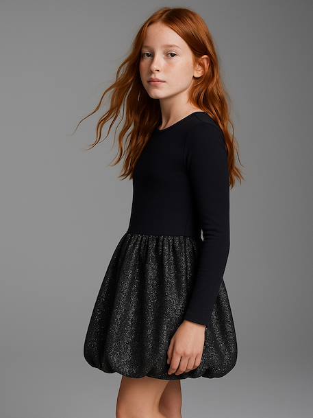 Robe boule fille bi-matière anthracite 6 - vertbaudet enfant 