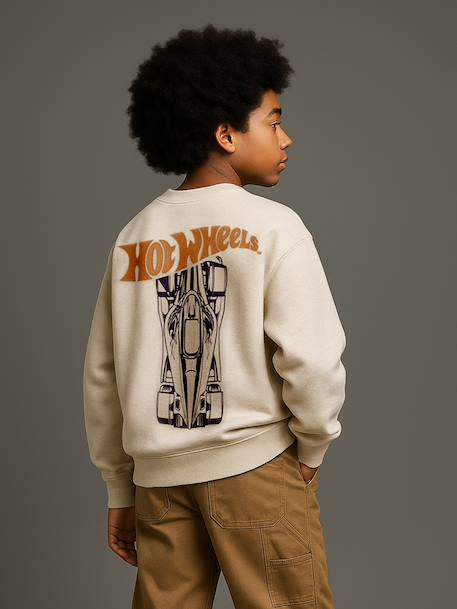 Sweat-shirt Mattel Hot Wheels garçon beige chiné 6 - vertbaudet enfant 