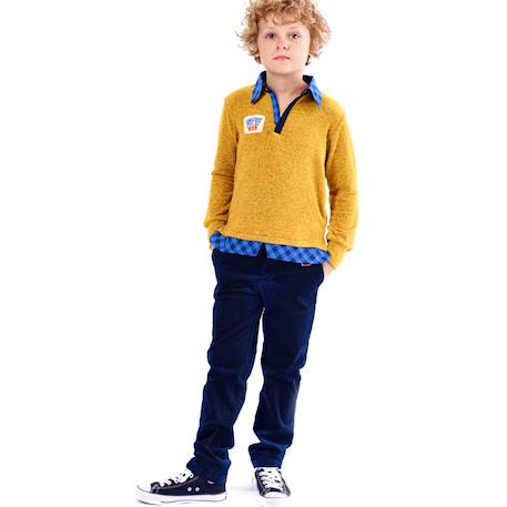 Pantalon chino hiver   velours   sainclair Bleu marine+Jaune+Noir 2 - vertbaudet enfant 