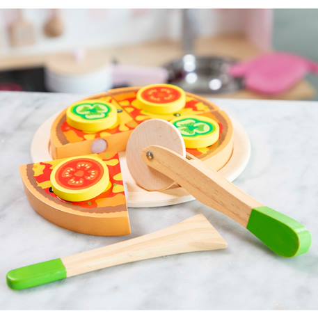 Pizza en bois à couper Beige 4 - vertbaudet enfant 