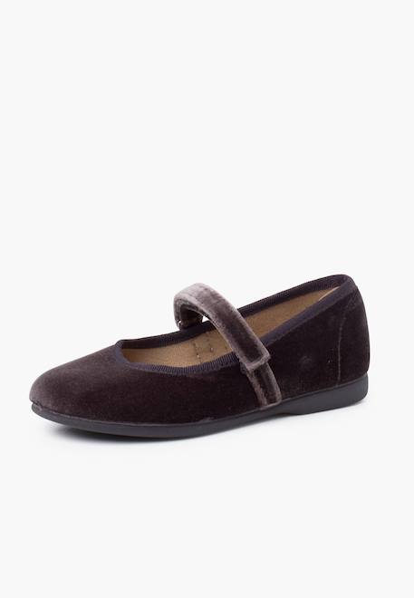 Babies velours fille bride fine à scratch Bordeaux+Gris+Noir 8 - vertbaudet enfant 