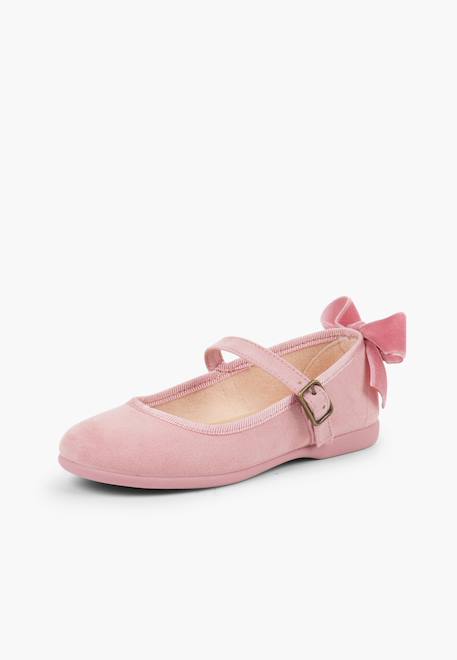 Babies à boucle et noeud arrière velours Bleu marine+Bordeaux+Gris+Rose 20 - vertbaudet enfant 