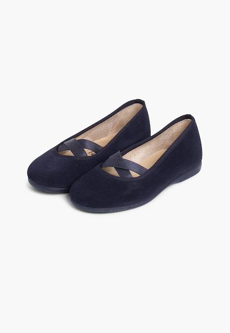 Ballerines fille ruban croisé style ballet Bleu marine+Gris+Marron+Rose 4 - vertbaudet enfant 