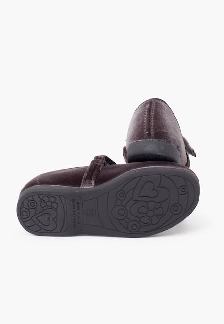 Babies velours fille bride fine à scratch Bordeaux+Gris+Noir 9 - vertbaudet enfant 