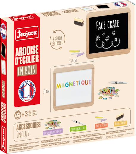 Fille-Accessoires-Fourniture scolaire-Ardoise d'écolier en bois, double face