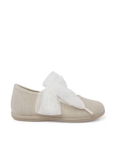Ballerines laçage tulle plumetis Écru 1 - vertbaudet enfant 