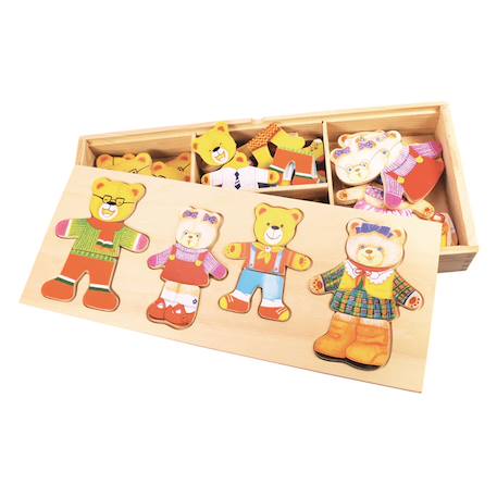 Famille ours à habiller en bois Beige 4 - vertbaudet enfant 