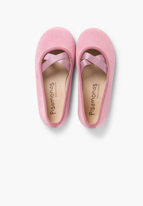 Ballerines fille ruban croisé style ballet Gris+Marron+Rose 16 - vertbaudet enfant 