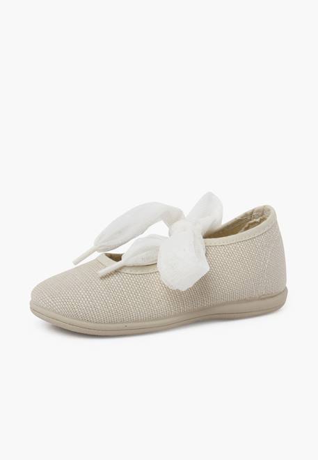 Ballerines laçage tulle plumetis Écru 2 - vertbaudet enfant 