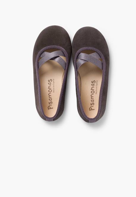 Ballerines fille ruban croisé style ballet Gris+Marron+Rose 5 - vertbaudet enfant 