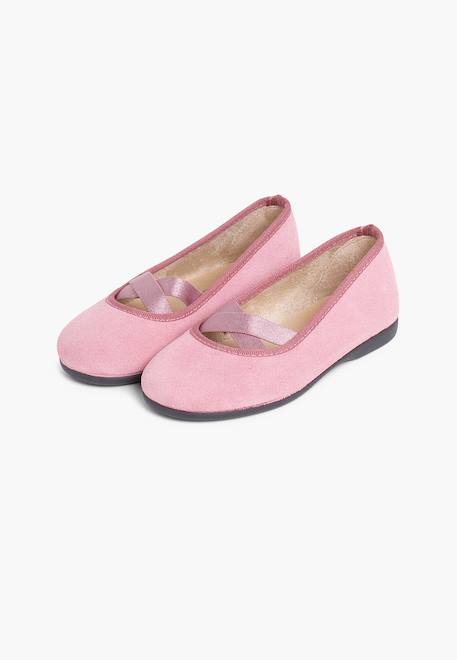 Ballerines fille ruban croisé style ballet Gris+Marron+Rose 14 - vertbaudet enfant 