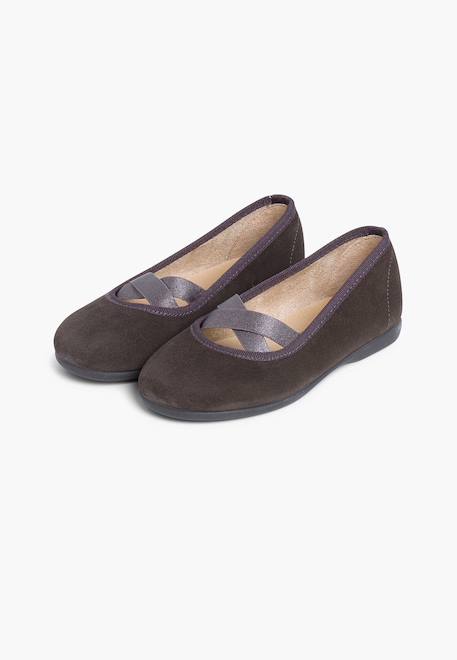 Ballerines fille ruban croisé style ballet Gris+Marron+Rose 4 - vertbaudet enfant 