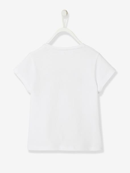 T-shirt fille à message détails irisés Oeko-Tex® blanc+bleu pâle - club des princesse+encre+rose pivoine+rose poudré 2 - vertbaudet enfant 