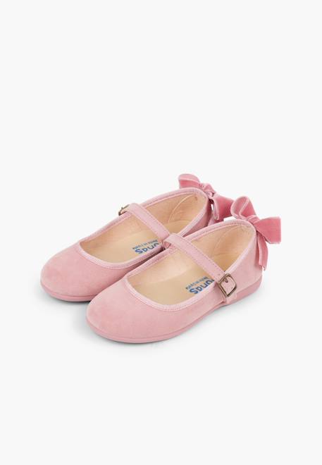 Babies à boucle et noeud arrière velours Bleu marine+Bordeaux+Gris+Rose 22 - vertbaudet enfant 