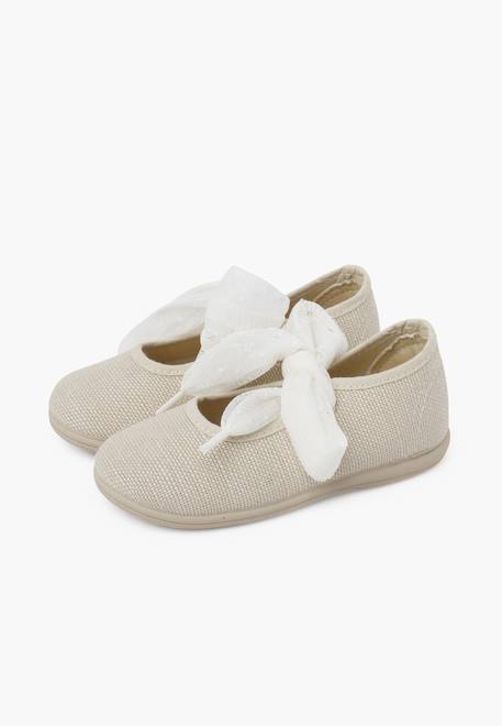 Ballerines laçage tulle plumetis Écru 4 - vertbaudet enfant 