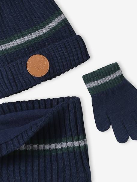 Coffret Noël bonnet renne + snood + moufles/gants garçon marine 2 - vertbaudet enfant 