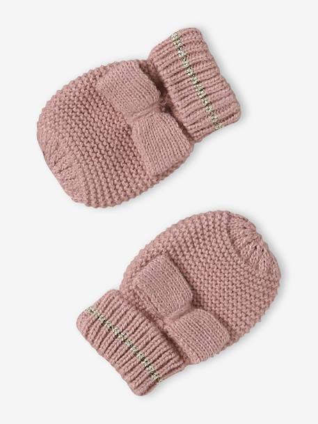 Coffret noël bébé bonnet snood moufles rose poudré 6 - vertbaudet enfant 