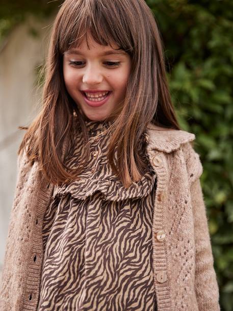 Blouse fille gaze de coton motif zébré chocolat 2 - vertbaudet enfant 