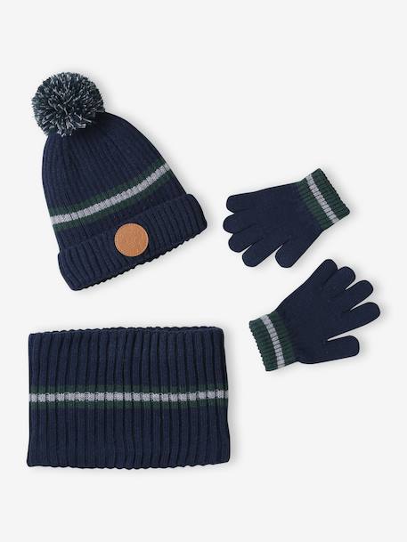 Coffret Noël bonnet renne + snood + moufles/gants garçon marine 4 - vertbaudet enfant 