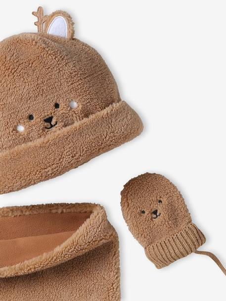 Coffret Noël bonnet ourson, snood et moufles bébé noix de pécan 2 - vertbaudet enfant 
