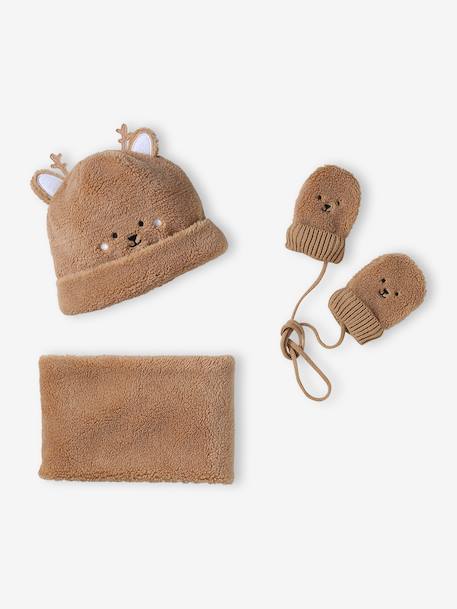 Coffret Noël bonnet ourson, snood et moufles bébé noix de pécan 3 - vertbaudet enfant 