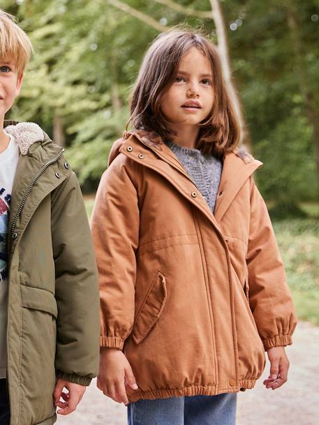 Parka fille à capuche doublée imitation fourrure bois de rose+camel+marine+noir+prune+vert foncé 6 - vertbaudet enfant 