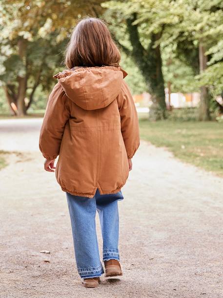 Parka fille à capuche doublée imitation fourrure bois de rose+camel+marine+noir+prune+vert foncé 14 - vertbaudet enfant 