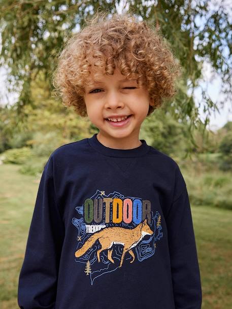 Tee-shirt manches longues imprimé garçon marine 1 - vertbaudet enfant 