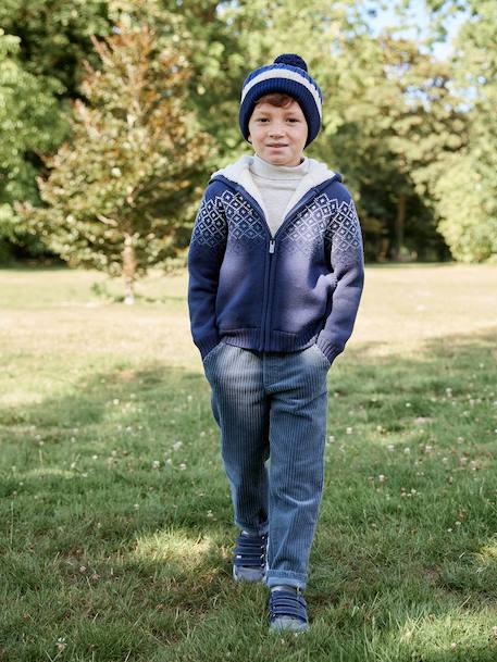Pantalon en velours côtelé garçon facile à enfiler bleu ardoise+marine 4 - vertbaudet enfant 