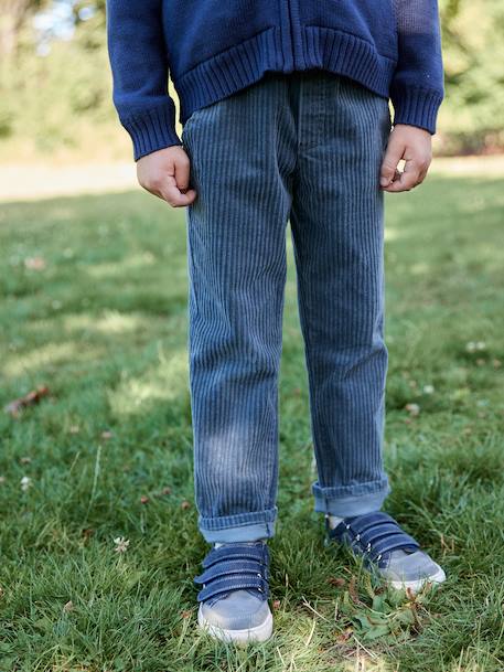 Pantalon en velours côtelé garçon facile à enfiler bleu ardoise+marine 1 - vertbaudet enfant 