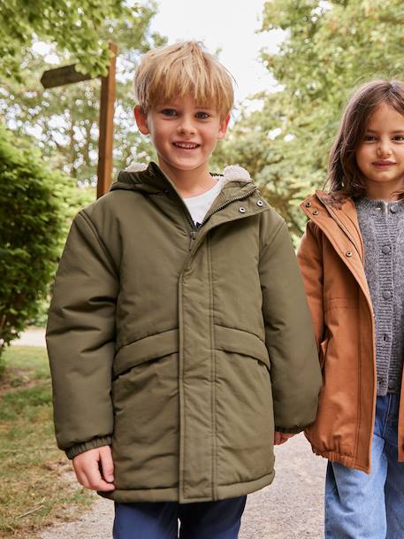 Garçon-Manteau-Blouson, parka-Parka garçon à capuche doublure sherpa 
