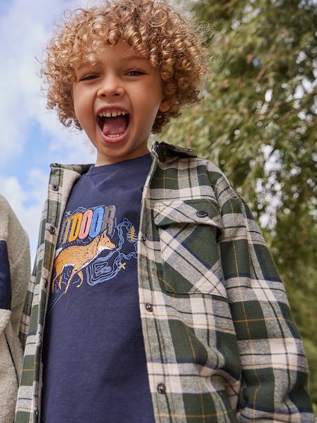 Chemise flanelle carreaux GA doublée Sherpa carreaux vert 2 - vertbaudet enfant 