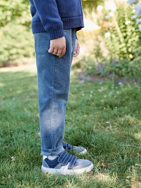 Pantalon en velours côtelé garçon facile à enfiler bleu ardoise+marine 2 - vertbaudet enfant 