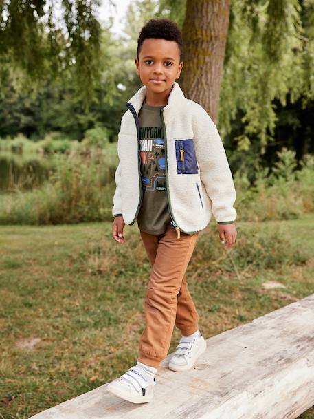 Pantalon style jogger doublé polaire garçon facile à enfiler encre+NOISETTE 12 - vertbaudet enfant 