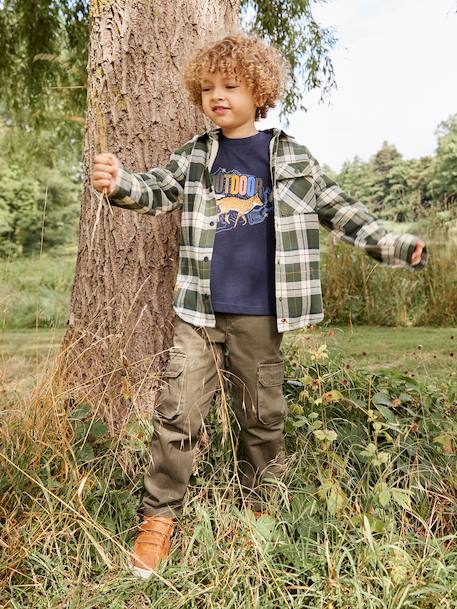 Pantalon battle doublé garçon facile à enfiler bleu nuit+kaki 7 - vertbaudet enfant 
