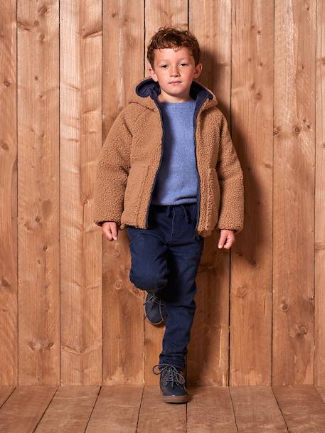 Doudoune à capuche réversible garçon matelassée et sherpa marine+moka+vert sapin 26 - vertbaudet enfant 