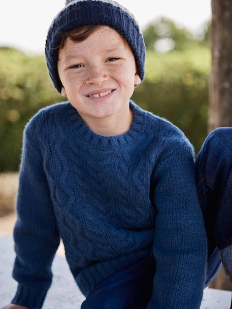 Pull torsades garçon bleu foncé 1 - vertbaudet enfant 